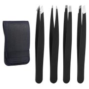 Pinzetten Set Edelstahl Augenbrauenpinzette Schwarz 4 Stück 1 St