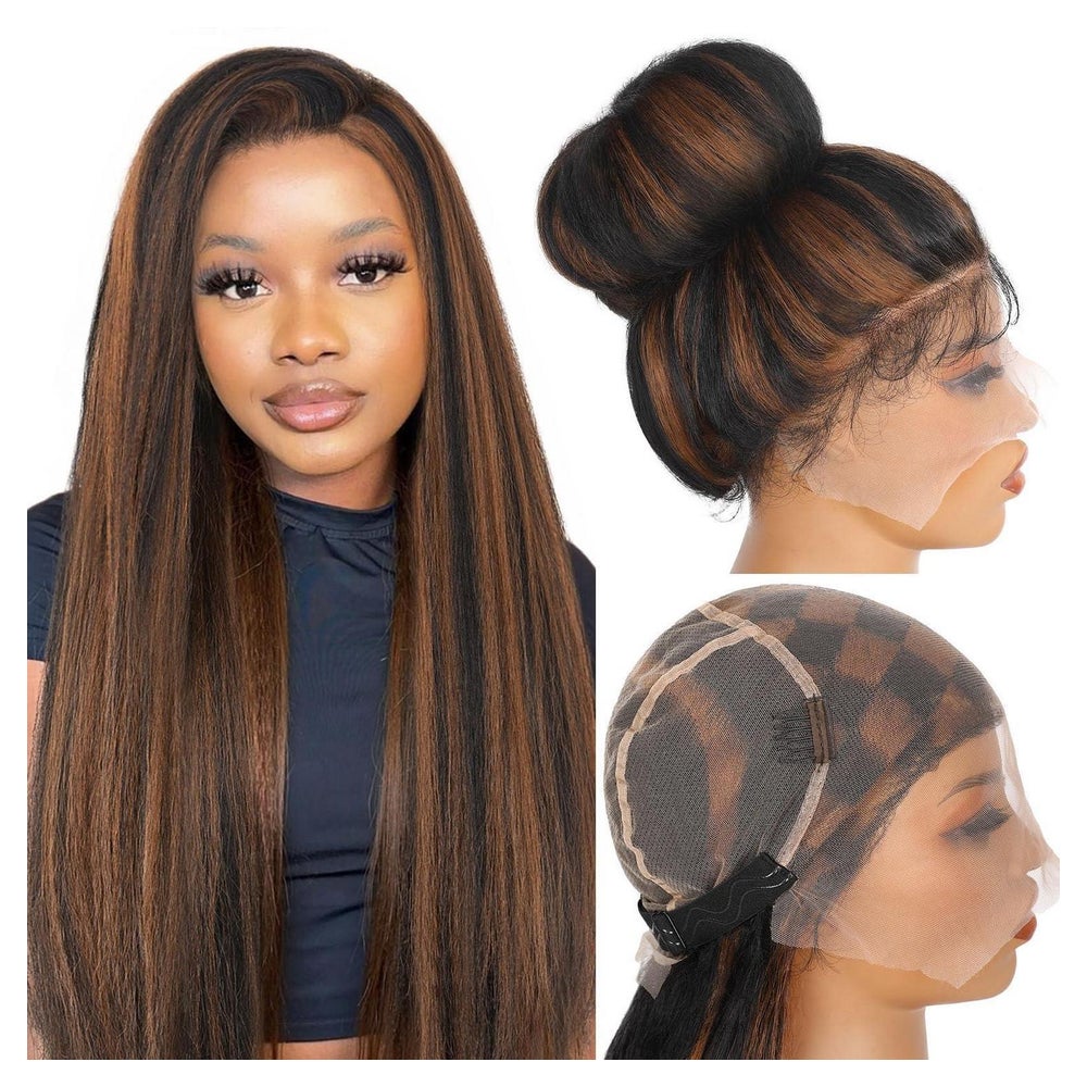 Perücke Vollspitzen Yaki vorgezupft Babyhaar 180Dichte brown 1 St
