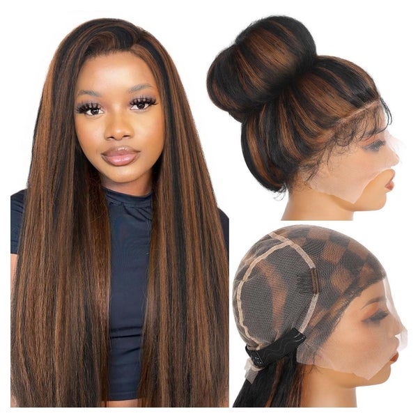 Perücke Vollspitzen Yaki vorgezupft Babyhaar 180Dichte brown 1 St