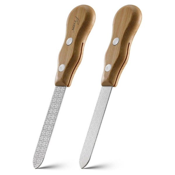 2pcs Profi Nagelfeilen mit Holzgriff - Hochwertige Metallfei 1 St