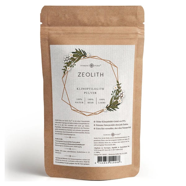 Nordic Pure Zeolith Pulver – 95 % Klinoptilolith, nano-frei 1000 g