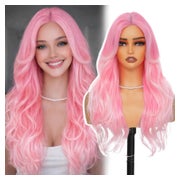 Perücke Vorhang Pony 66 cm gewellt 26 Inch Ombré Sakura Pink 1 St