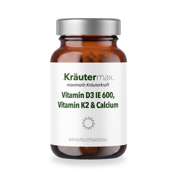 Kräutermax Vitamin D3 600 IE K2 Calcium Kapseln 60 St