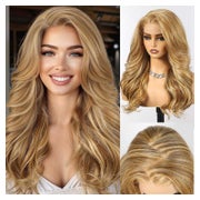 Perücke Lacefront 13x6 Spitze Braun gemischte blonde Strähnc 1 St