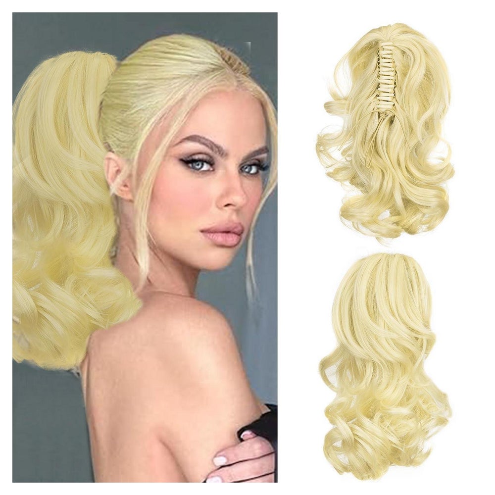 Pferdeschwanz Haarteil Zopf lockig gewellt 35 cm 110g Bleach 1 St