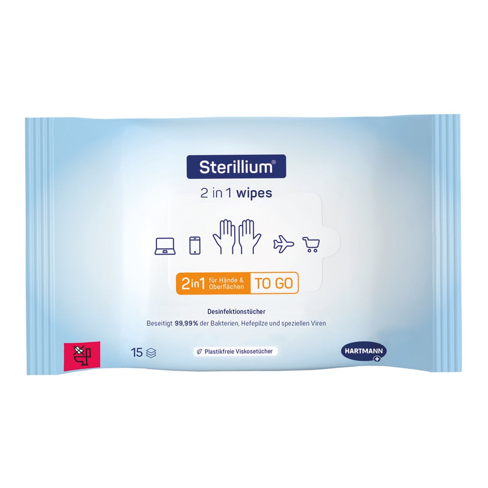 Sterillium 2 in 1 wipes für Hände und Oberflächen - 15 Stück