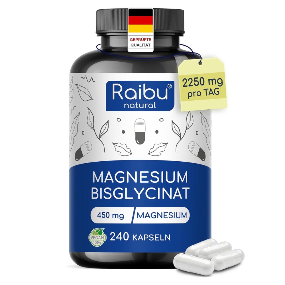 Magnesium Bisglycinat 450 mg pro Tag, Magnesium Glycinat - RAIBU 240 St