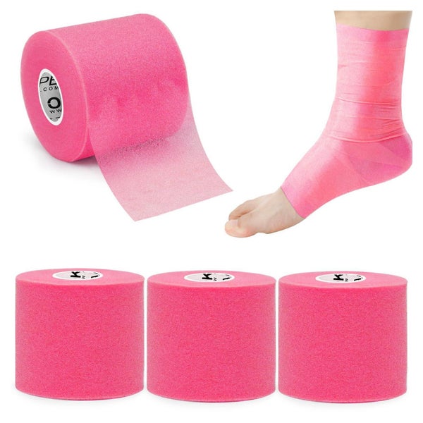 OK TAPE Prewrap Tape, 4 Rollen Leichtschaum Unterlage für Sport, 7cm x 27m, Rosa