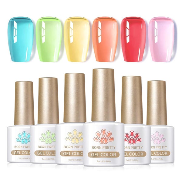 Nagellack Pastel Neon Jelly Transparent Blau Grün Gelb 1 St
