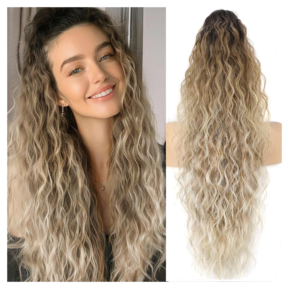 Pferdeschwanz Damen Klammer Haarteil Zopf 75cm Braun Ombre m 1 St