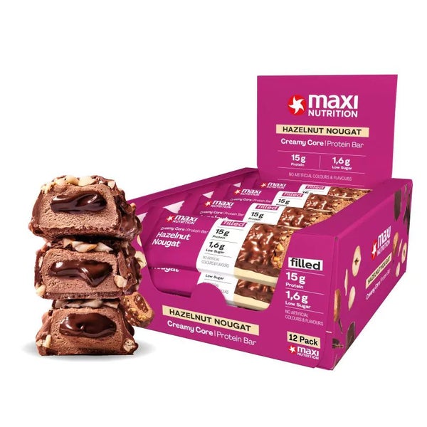 MaxiNutrition Creamy Core Protein Bar Hazelnut Nougat , 45g 12 St