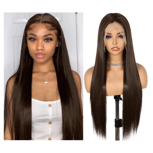 Perücke lange gerade synthetisch 150 Prozent 13x6 Lace Front 1 St