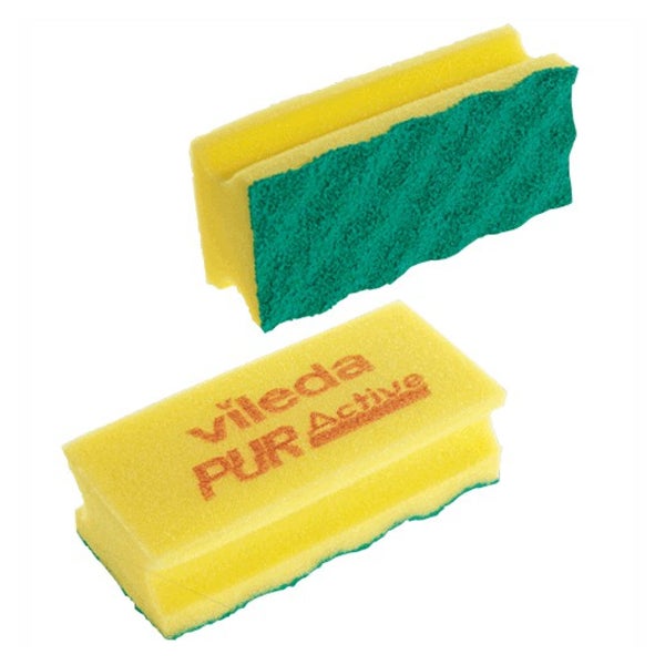 Vileda Professional PUR active SchwammProfi – Reinigungsschwamm mit Wellenstruktur - 1 Packung = 10 Stück, 15 x 7 x 4,5 cm, gelb
