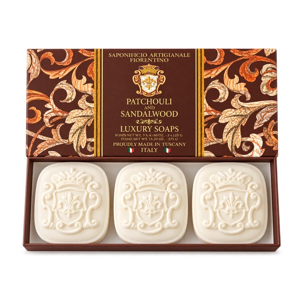 Saponificio Artigianale Fiorentino Patchouli & Sandalwood Seifen – Duftseifen aus der Toskana 375 g