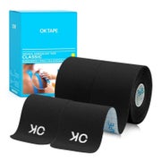 OK TAPE Kinesiologie Tape Pre-cut, 25cm, 5cm, 40 Strips, 2 Rollen Schwarz