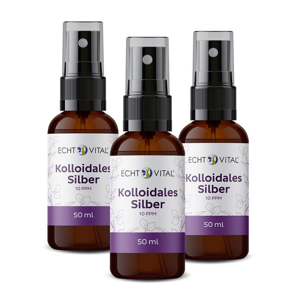 Echt Vital Kolloidales Silber 10 ppm - 50 ml - 3 Sprayflaschen
