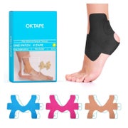 OK TAPE Kinesiologie-Knöchelbandage (10 Stk., Schwarz) - Stütze für Sport &
