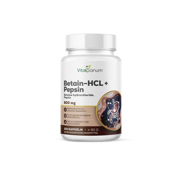 VitaSanum®- Betain-HCL + Pepsin 800 mg – 100 Kapseln  St