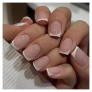 Press On Nails Kurz Eckig 24 Stück Nude Kleber Rosaweiß 1 St