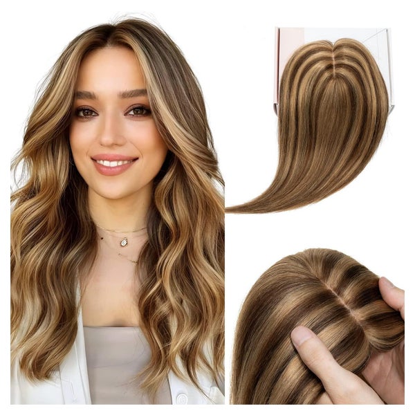 Topper Echthaar Clip Toupet Seide Remy 130 25cm #4 27 Balaya 1 St