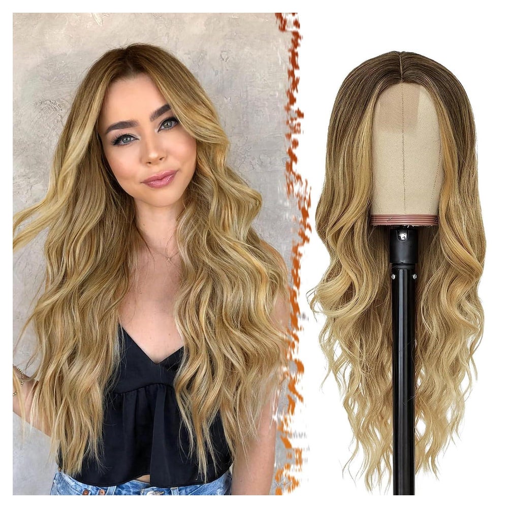 BARSDAR Lange Ombre Blond Perücke 66cm Natürlich Synthetisch 1 St