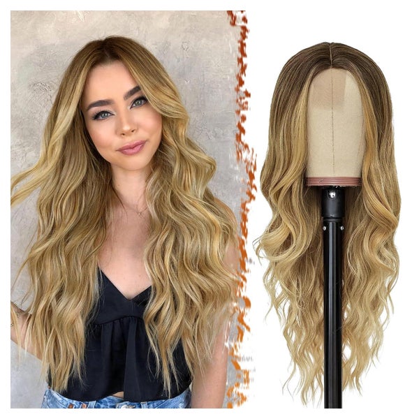 BARSDAR Lange Ombre Blond Perücke 66cm Natürlich Synthetisch 1 St