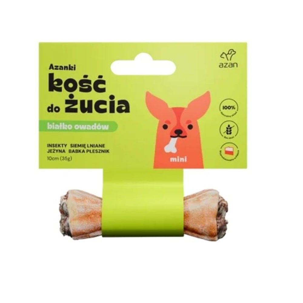 AZANKI Knochen mit Insekten und Leinsamen für Hund Mini 10 cm 0,035 kg