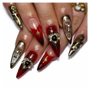 Künstliche Fingernägel Stiletto Extrem Lang Schwarz Rot AG8 1 St
