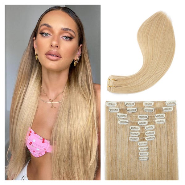 Haarverlängerungen Clip in 24 Inch (Pack of 11) Goldblond mi 1 St