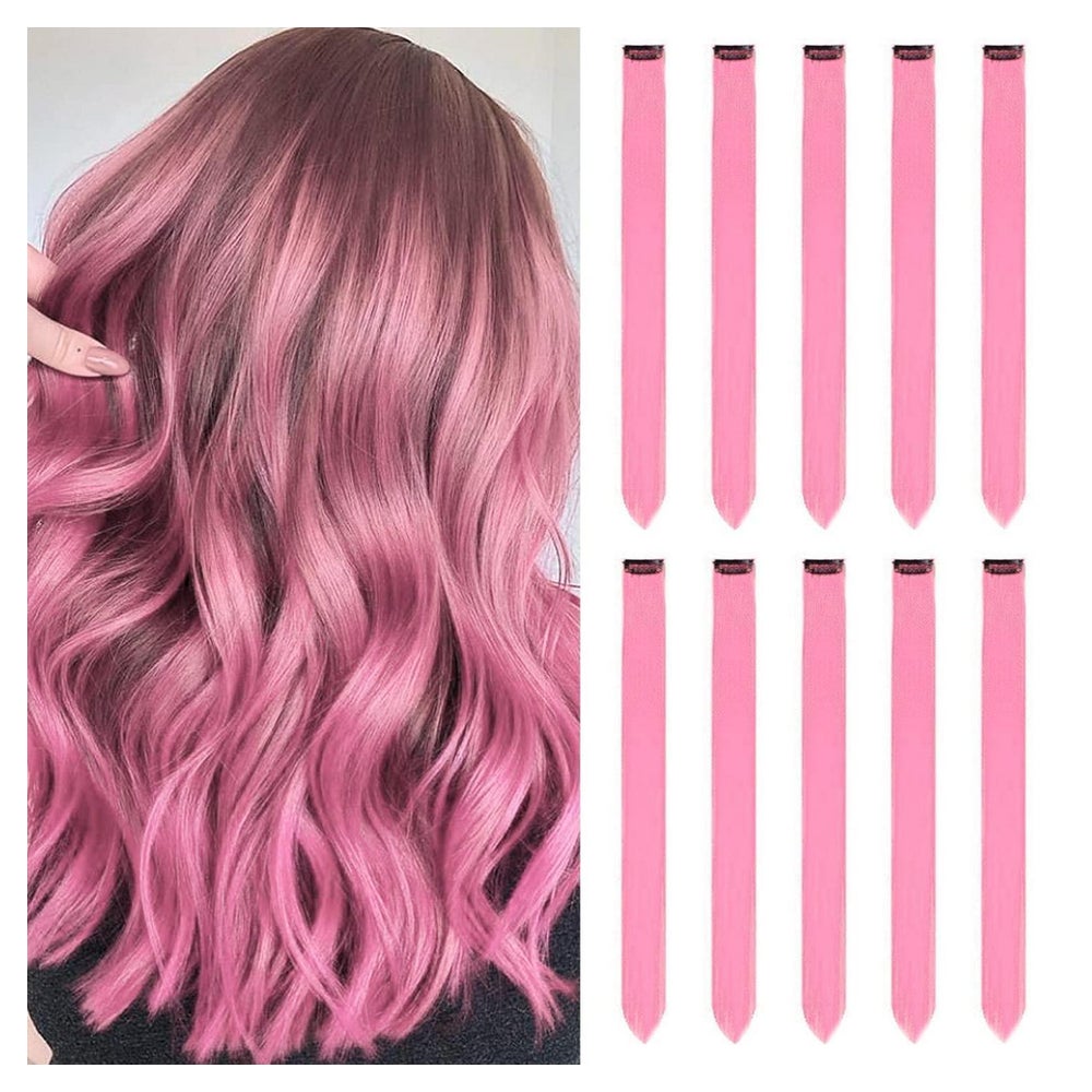 Haarverlängerungen Clip in 22 Zoll Haarteile Mädchen Rosa 1 St