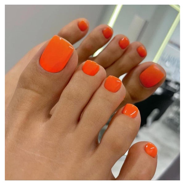 Zehennägel Acryl Press on kurz quadratisch 24 Stück Orange 1 St