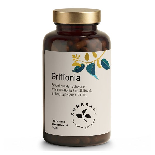 Kurkraft Griffonia 5-HTP Kapseln vegan mit 100 mg je Kapsel 180 St