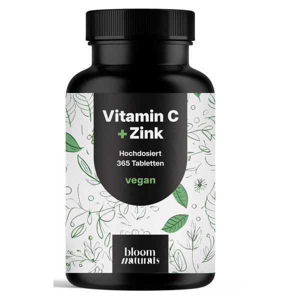 Vitamin C Zink - 365 Tabletten - Bloom Naturals 365 St
