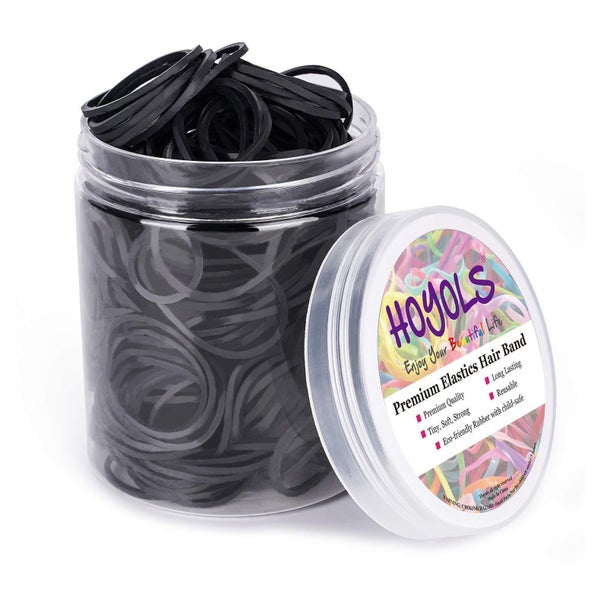 HOYOLS 3.8cm Gummibänder schwarzes Haar 330pcs inkl. Behälte 1 St