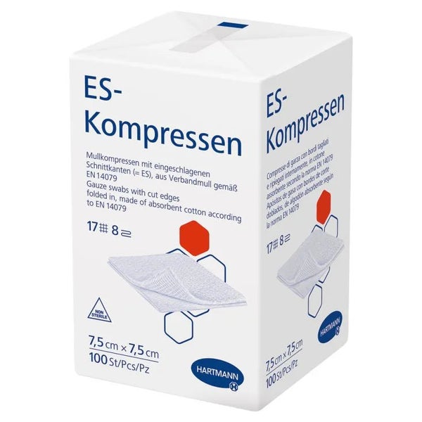 Hartmann ES Mullkompressen unsteril 7,5 x 7,5 cm, 17-fädig, 8-fach 10x100 St