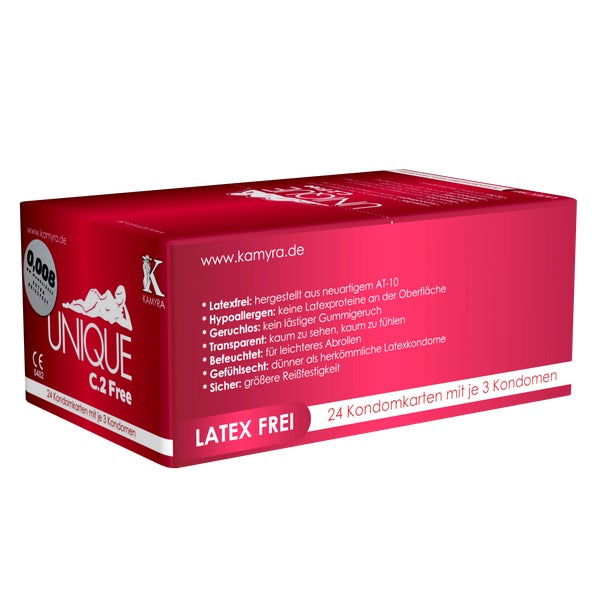 «Unique C.2 Free» Kondomkarten mit latexfreien Kondomen (72 Kondome) 72 St