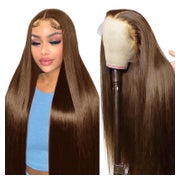 Perücke Echthaar Damen Vorgezupft 65 cm 13x4 Lace Front Brow 1 St