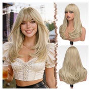 Perücke lang Pony Damen Kunsthaar 45 cm Dreckige Blonde 1 St