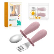 Baby Besteckset Edelstahl Löffel Gabel Silikon 1 St