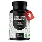 Magnesium Bisglycinat - 250 Kapseln - Bloom Naturals 250 St