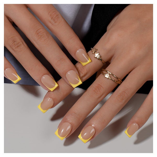 Künstliche Nägel Kurz Quadratisch French Tip 30 Stück Gelb 1 St