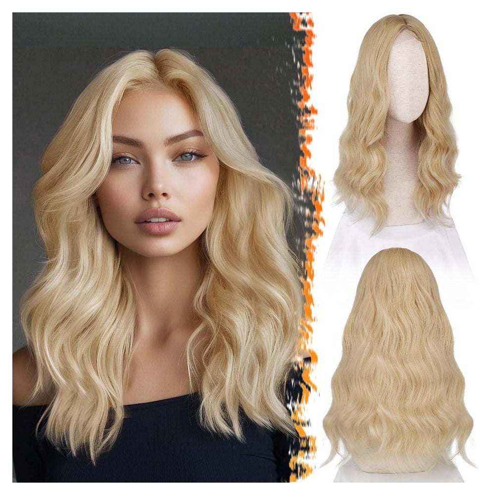 BARSDAR 46cm Gewellt Blond synthetische Perücke Mittel Länge 1 St