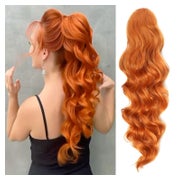 Pferdeschwanz Haarteil Clip Kordelzug Extensions Orange 1 St