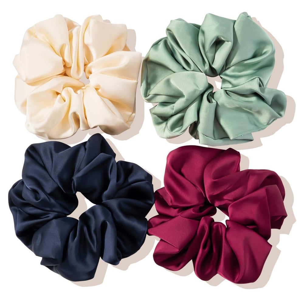 Große Seide Satin Haargummis Scrunchies Damen Mädchen 4 Farb 1 St