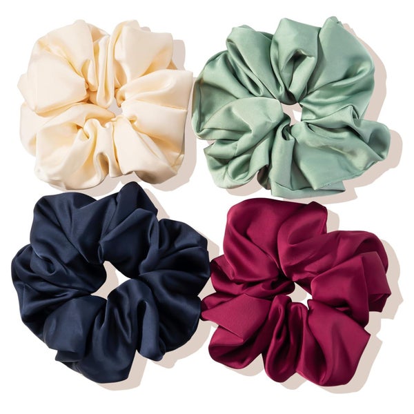Große Seide Satin Haargummis Scrunchies Damen Mädchen 4 Farb 1 St