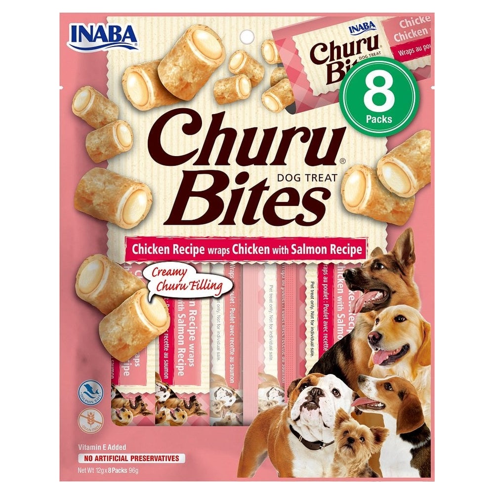INABA Churu Bite Chicken 8x12g Wrap mit Huhn und Lachs für Hunde 0,096 kg