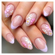 24Pcs Colorful Daisy Press on Nails Short Almond Fake Nails 1 St