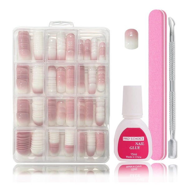 Falsche Nägel 240 Stück Tips Set Rosa Kurz Short Gradient Ba 1 St