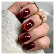 Kunstnägel Cateye Burgundy Eckig French Square 2 burgundy&am 1 St