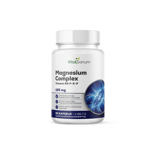 VitaSanum® Magnesiumkomplex + Vitamin B6 (P-5-P) – 375 mg Magnesium Tagesportion – 90 Kapseln 90 St